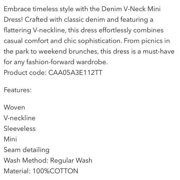 NWT Cupshe Denim V-Neck Mini Dress womens size medium light blue - Picture 8 of 8